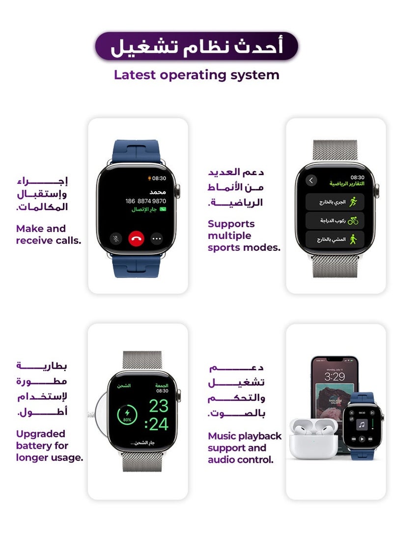 Urjwan Smartwatch Series 10 Silver 42mm: AMOLED Ultra-Clear Display, Photo Display Feature, Exclusive App, “Remember You” instance messaging, Slimmer Design with Reduced Bezels, New Colors with Extra Strap, Call & Notification Support. - Image 3